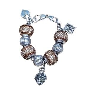 BRIGHTON‎ Trust your Journey crystal amber heart charm bracelet